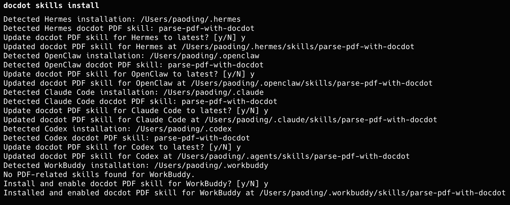 Installing DocDot Skills
